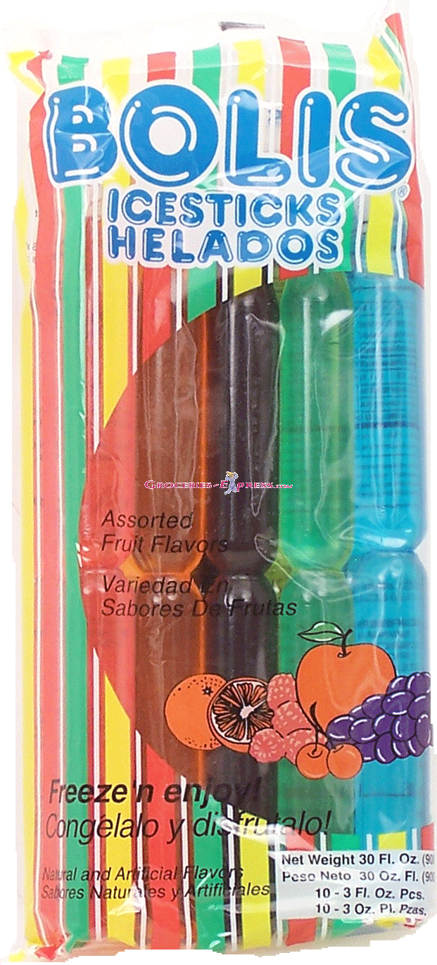 Bolis&nbsp;&nbsp;icesticks assorted fruit flavors, freeze 'n enjoy Full-Size Picture